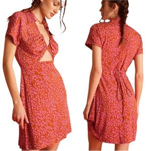 Free People Womens Cut Out Floral Mini Dress